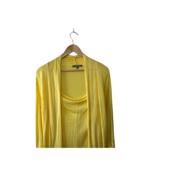 NY Collection Sunshine Yellow Lightweight Long Sleeve Cardigan w/ Attached Top M - Picture 2 of 9